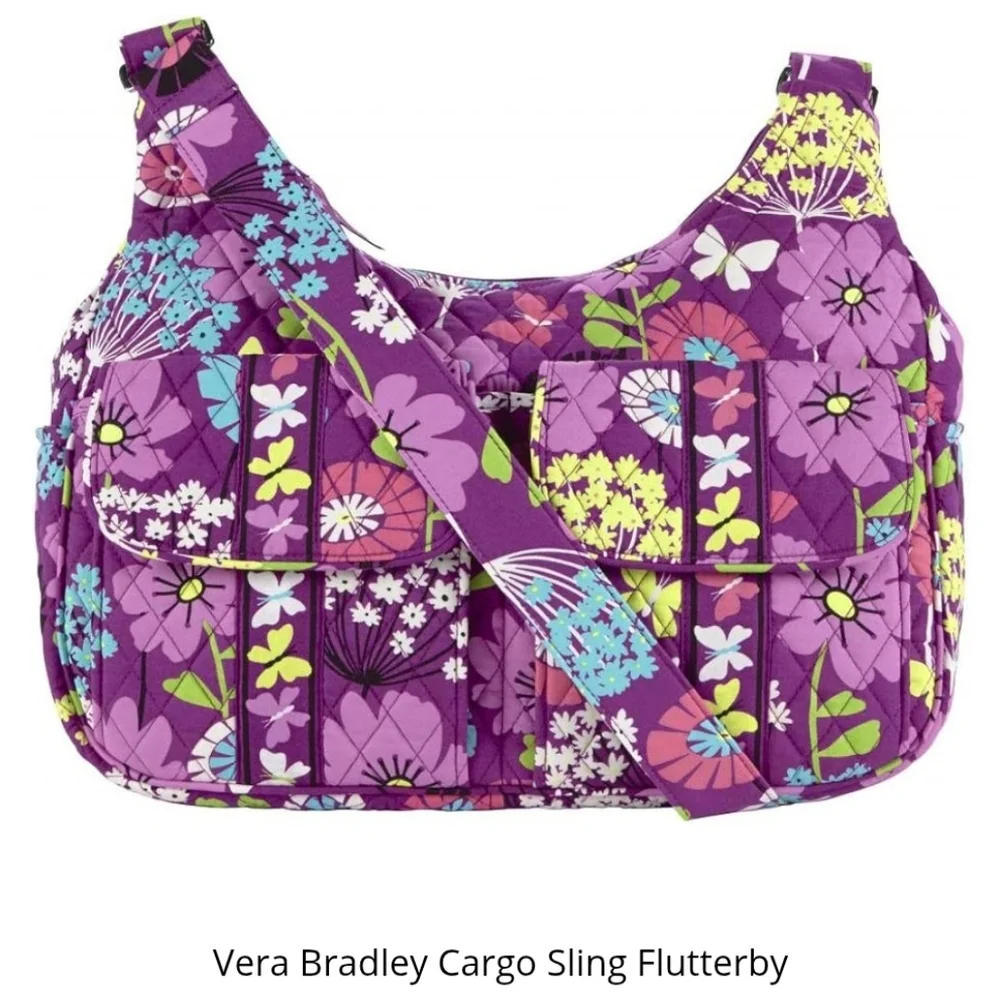 Vera Bradley Cargo Sling in Retired Flutterby Design.